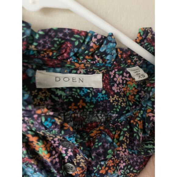 DOEN Rose Top in Navy Lady Bird Floral Print XS - Picture 9 of 12